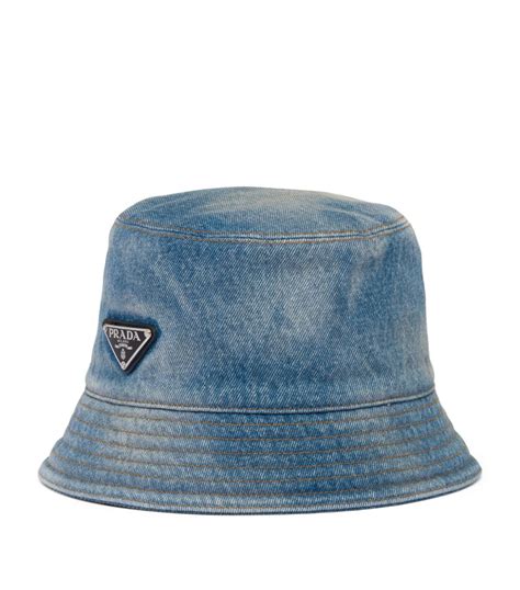 denim prada bucket hat|Prada denim bucket hat.